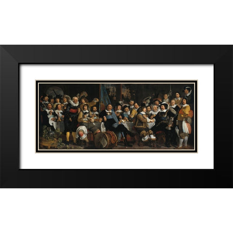 Banquet of the Amsterdam Civic Guard in Celebration of the Peace of MunsterÂ  Black Modern Wood Framed Art Print with Double Matting by van der Helst, Bartholomeus