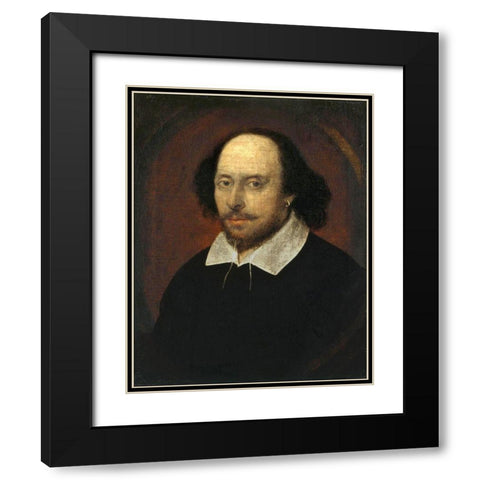 Chandos portrait of Shakespeare Black Modern Wood Framed Art Print with Double Matting by Taylor, John