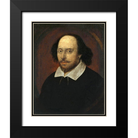 Chandos portrait of Shakespeare Black Modern Wood Framed Art Print with Double Matting by Taylor, John