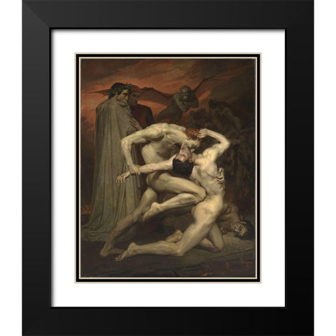 Dante and Virgil inÂ Hell Black Modern Wood Framed Art Print with Double Matting by Bouguereau, William-Adolphe
