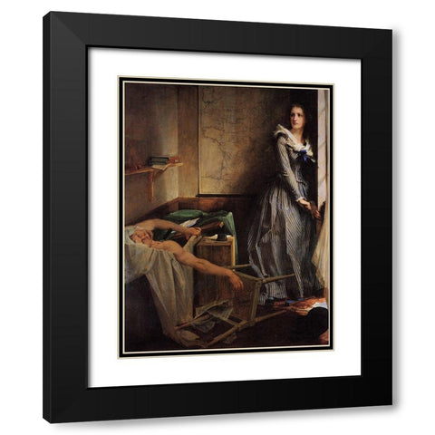 Charlotte Corday Black Modern Wood Framed Art Print with Double Matting by Baudry, Paul-Jacques-Aime