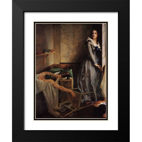 Charlotte Corday Black Modern Wood Framed Art Print with Double Matting by Baudry, Paul-Jacques-Aime