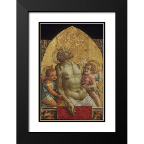 Dead Christ Supported by Two Angels Black Modern Wood Framed Art Print with Double Matting by Crivelli, Carlo