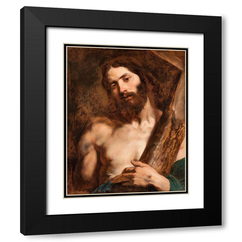 Christ carrying the Cross Black Modern Wood Framed Art Print with Double Matting by Van Dyck, Anton