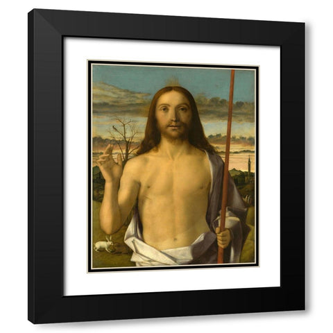 Christ Blessing Black Modern Wood Framed Art Print with Double Matting by Bellini, Giovanni