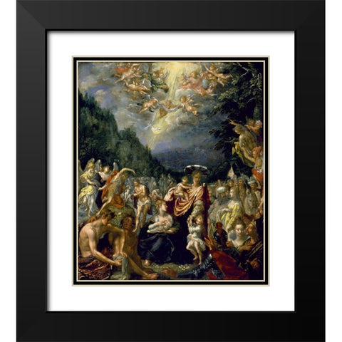 Baptism of Christ Black Modern Wood Framed Art Print with Double Matting by Isaacsz, Pieter