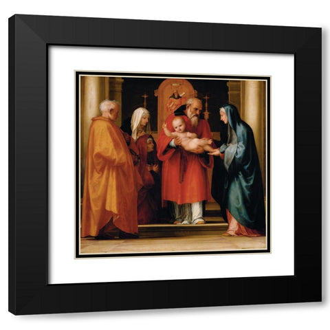 The Scene of Christ in the Temple Black Modern Wood Framed Art Print with Double Matting by Bartolomeo, Fra