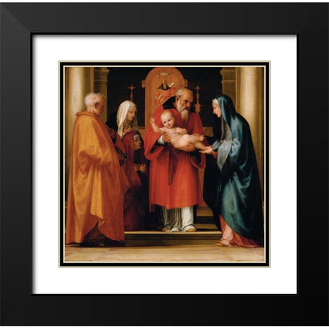 The Scene of Christ in the Temple Black Modern Wood Framed Art Print with Double Matting by Bartolomeo, Fra