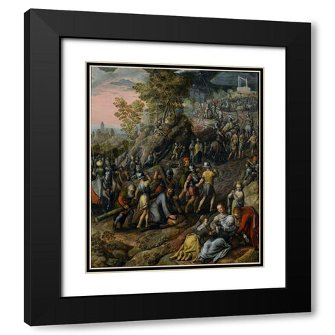 Christ carrying the Cross Black Modern Wood Framed Art Print with Double Matting by Beuckelaer, Joachim