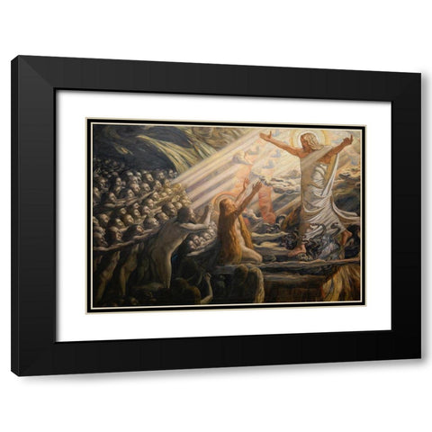 Christ in the Realm of the Dead Black Modern Wood Framed Art Print with Double Matting by Skovgaard, Joakim