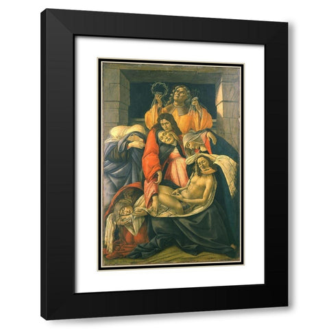 The Lamentation over the Dead Christ Black Modern Wood Framed Art Print with Double Matting by Botticelli, Sandro