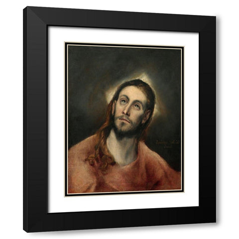 Christ in Prayer Black Modern Wood Framed Art Print with Double Matting by El Greco