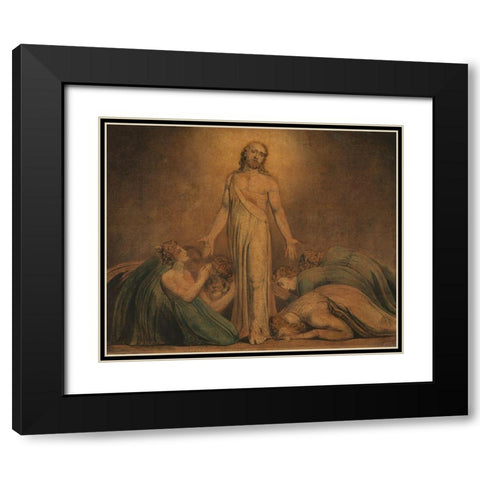Christ Appearing to the Apostles after the Resurrection Black Modern Wood Framed Art Print with Double Matting by Blake, William