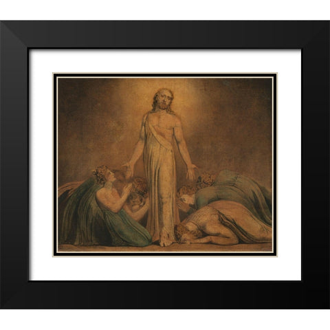 Christ Appearing to the Apostles after the Resurrection Black Modern Wood Framed Art Print with Double Matting by Blake, William