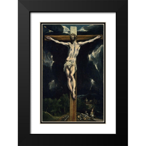 Christ on the Cross Black Modern Wood Framed Art Print with Double Matting by El Greco