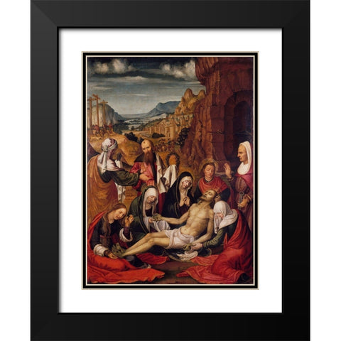 Mourning over the Dead Body of Christ Black Modern Wood Framed Art Print with Double Matting by da San Leocadio, Paolo