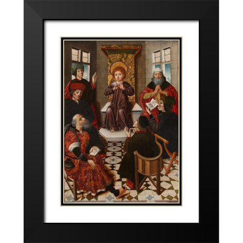 Christ child among doctors Black Modern Wood Framed Art Print with Double Matting by Cruz, Diego de la