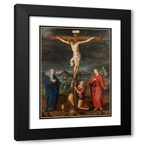 The Crucifixion Black Modern Wood Framed Art Print with Double Matting by Netherlandish  School