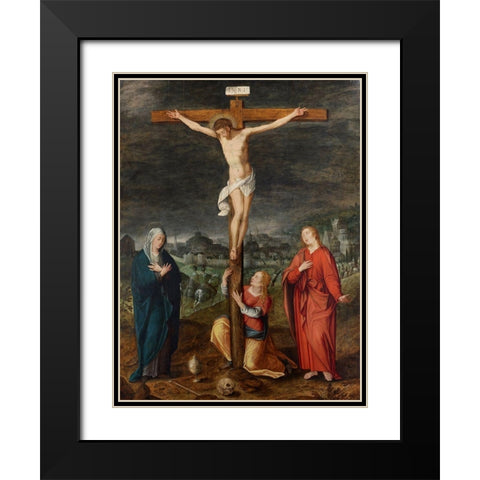 The Crucifixion Black Modern Wood Framed Art Print with Double Matting by Netherlandish  School
