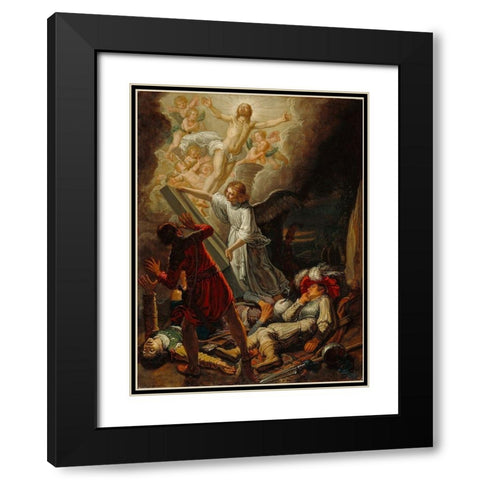 The Resurrection Black Modern Wood Framed Art Print with Double Matting by Lastman, Pieter