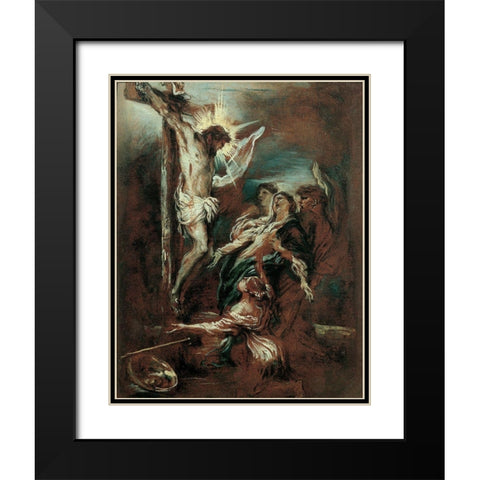 Crucifixion Black Modern Wood Framed Art Print with Double Matting by Grechetto