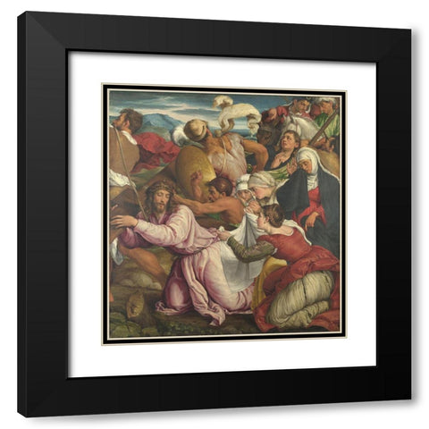 The Way to Calvary Black Modern Wood Framed Art Print with Double Matting by Bassano, Jacopo