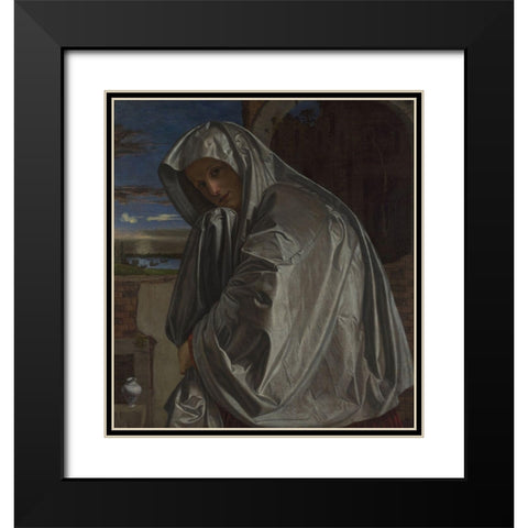 Mary Magdalene Black Modern Wood Framed Art Print with Double Matting by Savoldo, Giovanni Girolamo