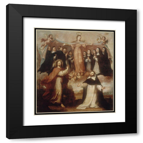 Allegory of the Virgin Patroness of the Dominicans Black Modern Wood Framed Art Print with Double Matting by Cabrera, Miguel