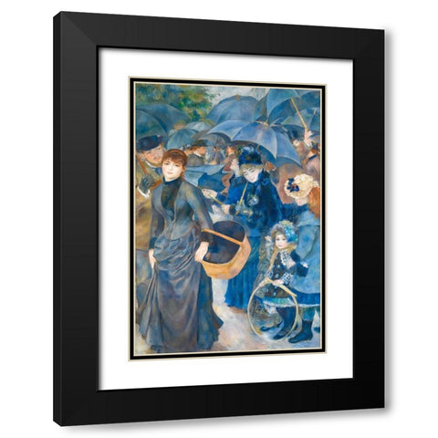 The Umbrellas Black Modern Wood Framed Art Print with Double Matting by Renoir, Pierre-Auguste