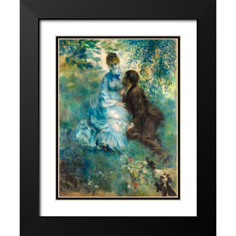 Lovers Black Modern Wood Framed Art Print with Double Matting by Renoir, Pierre-Auguste