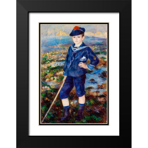 Sailor Boy Portrait of Robert Nunes 1883 Black Modern Wood Framed Art Print with Double Matting by Renoir, Pierre-Auguste