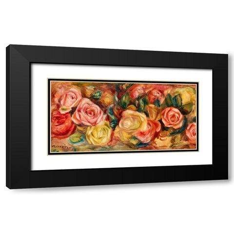 Roses 1912 Black Modern Wood Framed Art Print with Double Matting by Renoir, Pierre-Auguste
