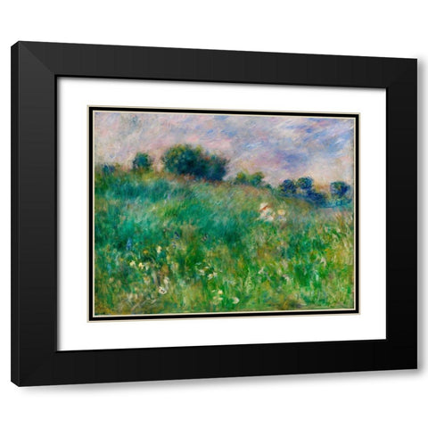 Meadow 1880 Black Modern Wood Framed Art Print with Double Matting by Renoir, Pierre-Auguste