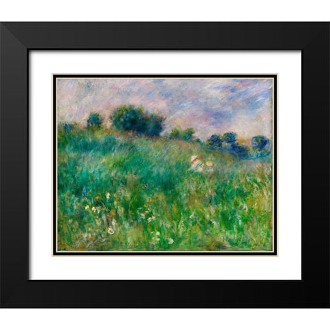 Meadow 1880 Black Modern Wood Framed Art Print with Double Matting by Renoir, Pierre-Auguste