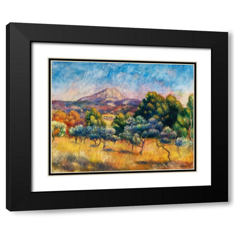 Sainte Victoire Mountain Landscape 1889 Black Modern Wood Framed Art Print with Double Matting by Renoir, Pierre-Auguste