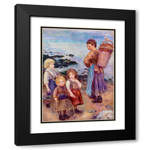 Mussel-Fishers at Berneval 1879 Black Modern Wood Framed Art Print with Double Matting by Renoir, Pierre-Auguste