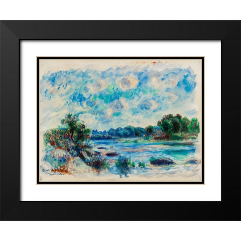 Landscape at Pont Aven 1892 Black Modern Wood Framed Art Print with Double Matting by Renoir, Pierre-Auguste