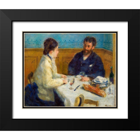 Luncheon 1875 Black Modern Wood Framed Art Print with Double Matting by Renoir, Pierre-Auguste
