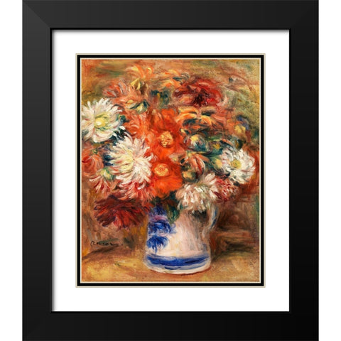 Bouquet 1919 Black Modern Wood Framed Art Print with Double Matting by Renoir, Pierre-Auguste