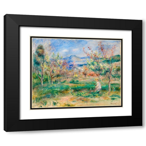 Landscape 1905 Black Modern Wood Framed Art Print with Double Matting by Renoir, Pierre-Auguste