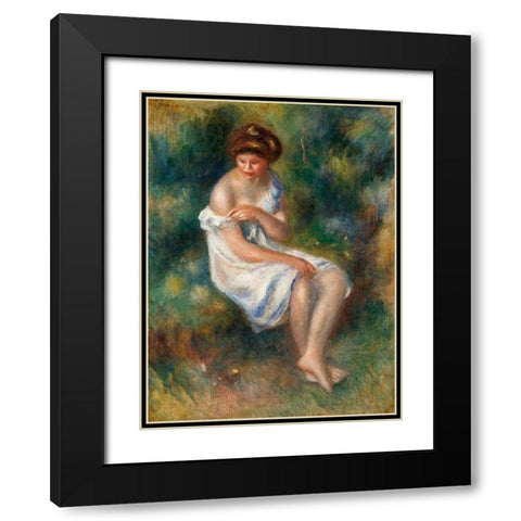The Bather 1900 Black Modern Wood Framed Art Print with Double Matting by Renoir, Pierre-Auguste