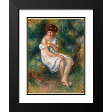The Bather 1900 Black Modern Wood Framed Art Print with Double Matting by Renoir, Pierre-Auguste