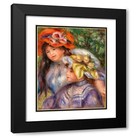 Two Girls 1910 Black Modern Wood Framed Art Print with Double Matting by Renoir, Pierre-Auguste