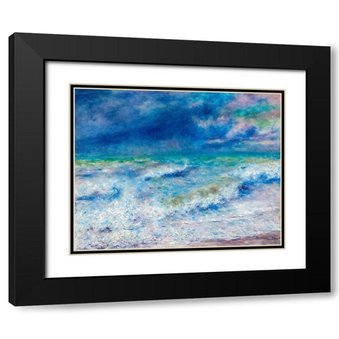 Seascape 1897 Black Modern Wood Framed Art Print with Double Matting by Renoir, Pierre-Auguste