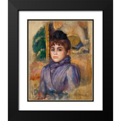 Portrait of a Young Woman 1885 Black Modern Wood Framed Art Print with Double Matting by Renoir, Pierre-Auguste