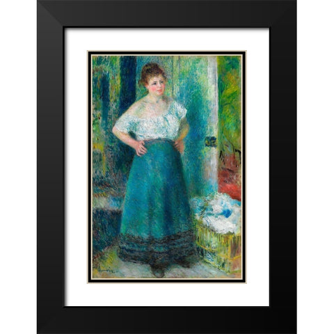 The Laundress 1879 Black Modern Wood Framed Art Print with Double Matting by Renoir, Pierre-Auguste