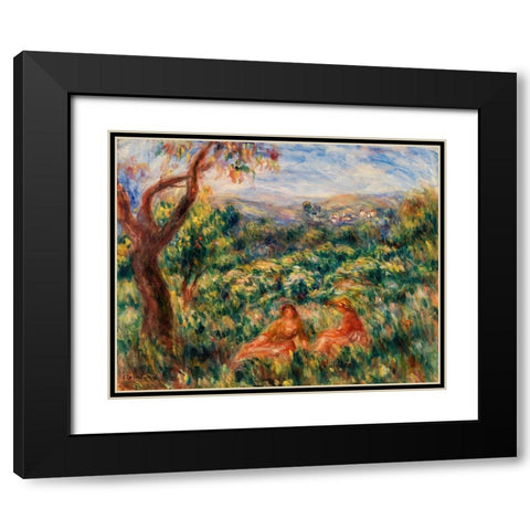 Landscape 1916 Black Modern Wood Framed Art Print with Double Matting by Renoir, Pierre-Auguste