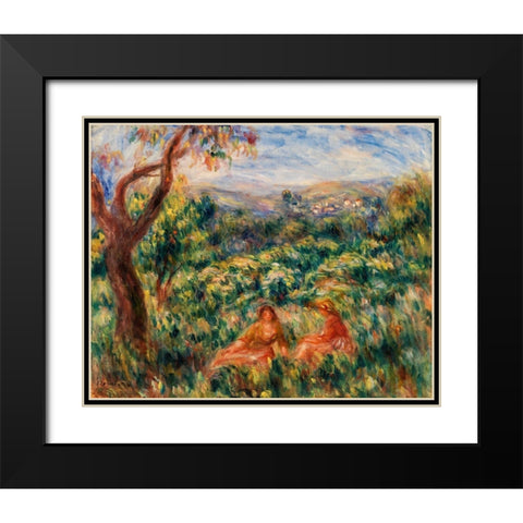 Landscape 1916 Black Modern Wood Framed Art Print with Double Matting by Renoir, Pierre-Auguste