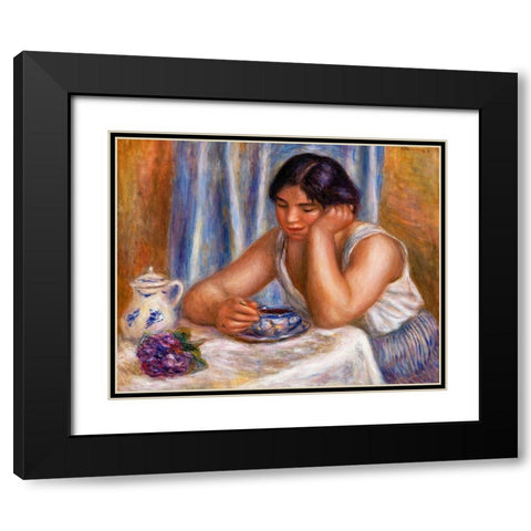 Cup of Chocolate 1912 Black Modern Wood Framed Art Print with Double Matting by Renoir, Pierre-Auguste