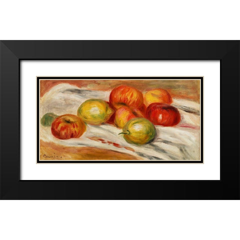 Apples, Orange, and Lemon 1911 Black Modern Wood Framed Art Print with Double Matting by Renoir, Pierre-Auguste
